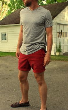 Red Shorts Outfit Men, Outfit For Guys, Red Shorts Outfit, Shorts Outfit Men, Short Vermelho, Mens Red Shorts