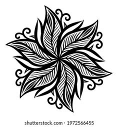 a black and white drawing of an abstract flower design on a white background royalty illustration