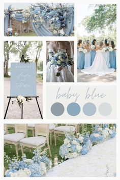 Delicate as a morning sky and timeless as true love, baby blue paints your wedding with serenity and grace. Its ethereal hue dances beautifully with soft whites, blush tones, or gilded accents, creating an atmosphere of effortless romance. Perfect for those who dream of elegance wrapped in gentle tranquility. Let your love story unfold in shades of baby blue! 💍✨ #BabyBlueWeddings #PalettePerfection #RomanticHues" Powder Blue Wedding Theme Color Schemes, Blue Spring Wedding Colors, Sage Green And Light Blue Wedding, Soft Blue Wedding Theme, Baby Blue Wedding Theme Color Combos, Light Blue Wedding Theme Colour Schemes, Classic Wedding Color Palette, Icy Blue Wedding Theme, French Blue Wedding Theme