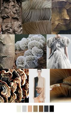 an assortment of different colors and textures for the fashion design project, including mushroom like objects