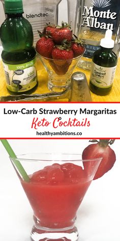 low - carb strawberry margaritas with ketchup and lemonade