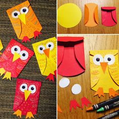 an instagram page with pictures of paper owls