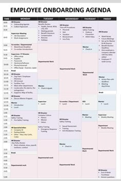 employee onboarding agenda is shown in this file, with the date and time listed