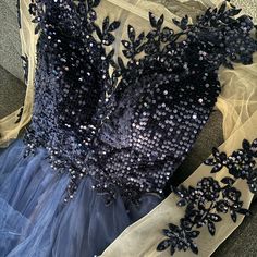 Navy Blue Sequin Dress Worn Once. The Tulle Has Rip On Top , Can Be Seen In First Picture Navy Wedding Dress, Navy Blue Sequin Dress, Wedding Dress Color, Blue Sequin Dress, Navy Wedding, Colored Wedding Dresses, Wearing Dress, Sequin Dress, One Pic