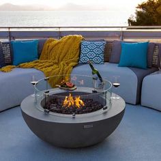 Turn Your Backyard Into A Cozy Hangout With The Lunar Fire Pit Designed with style and functionality in mind, the Elementi Lunar Round Fire Table is sure to impress your family and friends as you sit around the bowl-shaped fire table. Sitting at 42” length 42” wide and 16” tall, it is the perfect addition to your backyard oasis. Made from durable, high-performance concrete and backed by 1 year of warranty, this fire feature is sure to last for years to come. The Elementi Lunar comes available in Round Concrete Fire Pit, Concrete Fire Pit, Concrete Fire Pits, Fire Pit Designs, Gas Lights, Fire Features, Fire Bowls, Fire Glass, Fire Table