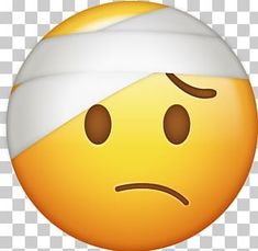 an emoticive smiley face with a bandage on it's head png