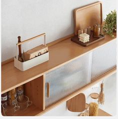 a shelf with some items on top of it