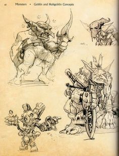 some sketches from the video game monster hunter, which is currently being drawn by someone