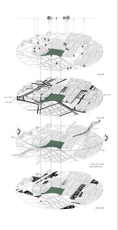 an architectural diagram shows the various sections of a building that are connected to each other