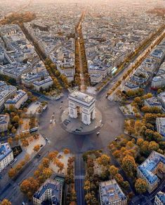 an aerial view of the eiffel tower and surrounding buildings in paris, france