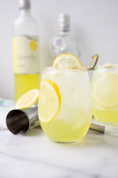 two glasses filled with lemonade vodka cooler