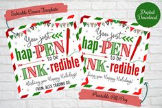 two christmas cards with the words happy new year to be ink - free printable