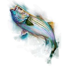 a fish that is flying through the air with watercolor paint on it's body