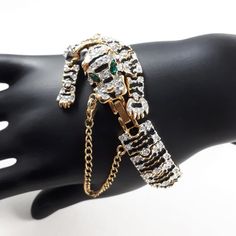 Hey, I found this really awesome Etsy listing at https://www.etsy.com/listing/890310093/vintage-articulated-leopard-rhinestone Panther Leopard, Sweetheart Jewelry, Edwardian Wedding, Rhinestone Eyes, Safety Chain, Big Cat, Rhinestone Bracelet, Bracelet Gold