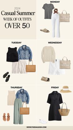 2024 Classic Summer Capsule Wardrobe for Women Over 50 — THE DAILEIGH Outfit Estate, Creating Outfits, Classic Outfits For Women, Capsule Wardrobe Casual, Mom Wardrobe