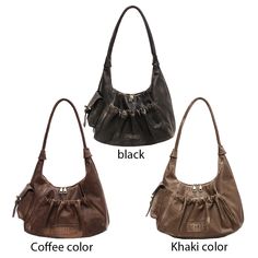 Women Retro Shoulder Bag PU Leather Fashion Tote Handbag Zipper Closure Simple Shoulder Purse Girls Retro Shoulder Bag, Armpit Bag, Dumpling Bag, Daily Bag, Pu Fabric, Underarm Bag, Daily Necessities, Daily Dress, Tote Handbag