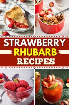 strawberry rhubarb recipe collage