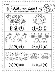 an autumn counting worksheet for kids