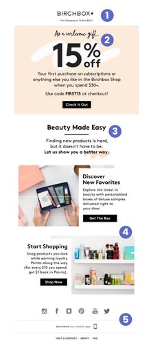 the landing page for birchbox's website