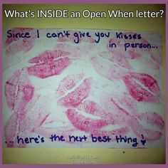 a sign that says, what's inside an open when letter? i can't give you kisses in person here's the nut best thing