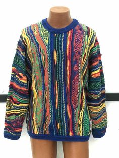 Coogi Millennium Collection Vintage Wool Rainbow Sweater Rare Olympics Theme Lrg. Please be sure to carefully view all pictures for full detail. We offer fast safe shipping with excellent customer service saving you time and energy. Be sure to check out our feedback and buy with confidence. Neon Sweater, 1980s Fashion Trends, Male Sweaters, Olympic Theme, Coogi Sweater, Rainbow Vintage, Retro Sweater, Rainbow Sweater, 1980s Fashion