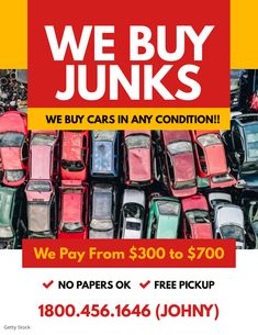 we buy junks and cars in any condition, we pay from $ 300 to $ 700