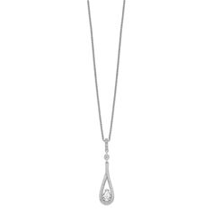 Sterling Silver Cubic Zirconia Brilliant Embers Teardrop Necklace , Average Weight 1.87 gm, Width of Item 9 MM, Chain Length 18 inches Teardrop Necklace, Teardrop Pendant, Stunning Necklace, Fine Jewelry Gift, Feminine Look, Cz Stone, Chain Lengths, Stone Color, Cubic Zirconia