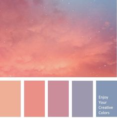 the sky is filled with pink and blue hues as well as some stars in the sky