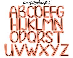 an orange and black alphabet with the letters in it