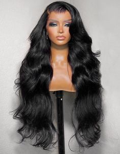 This Full Lace Human Hair Wig features a Body Wave style and has 360 full lace frontal construction with baby hair included. It provides a natural look and comfortable fit for a long-lasting hairstyle. Product Details Brand: Ishow Hair Hair Material: human hair from one donor Hair Color: Natural Black Texture: Body Wave Length: 10-28 Inch Available(Hot Selling: 26 Inch) Hairline: pre-plucked Can Be Dyed: yes, please dye into professional way. Straps: adjustable Circumference: 22.5 inches, standa Body Wave Weave, Wigs Body Wave, Body Wave Weave Hairstyles, Full Lace Frontal, Full Lace Front Wigs, How To Wear A Wig, Black Texture, Colored Wigs, Body Wave Wig