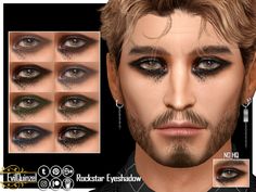 an image of a man with makeup on his face and various eyeliners for the eyes