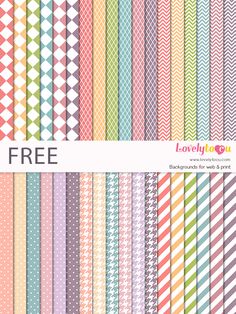 a large collection of colorful patterns and colors for scrapbooking or paper crafts, with the words lovely you written on them