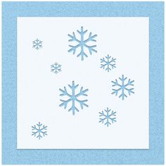 snowflakes on a blue and white background are arranged in the shape of a square