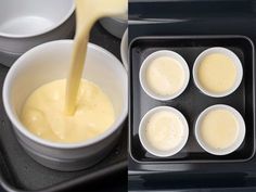 batter being poured into a muffin tin