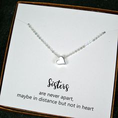 Sister Gift - Simple Heart Charm Necklace, Sterling Silver Small Diy Gifts, Unique Gifts For Sister, Sister In Law Gifts, Creative Diy Gifts, Heart Charm Necklace, Diy Gifts For Friends, Friend Jewelry, Birthday Message, Best Friend Jewelry