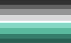 the color palette is green, gray and white with some black stripes on it's bottom half