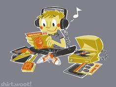 a boy with headphones is sitting on the floor and listening to music while holding a record player