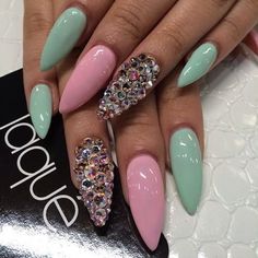 Shop the best nail polish now at Sephora and earn points with every purchase! Not yet a Beauty Insider? Join now for FREE! French Nails Glitter, Pink Stiletto Nails, I Love Nails, Hot Nails, Fancy Nails, Dope Nails, Creative Nails, Gold Nails, Rhinestone Nails