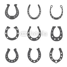 set of different horseshoes with stars on them