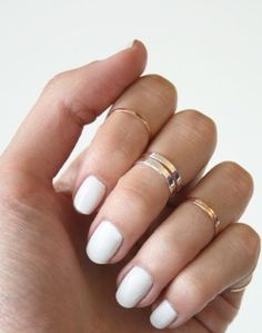 . White Nail Polish, Knuckle Rings, Matte Nails, Gold Nails, Beach Waves, Nail Trends, Beauty Inspiration, White Nails, How To Do Nails