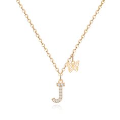 PRICES MAY VARY. ✿Size&Material: Letter J Necklace for Women. The gold chain length is 18‘’+2‘’ adjustable extension chain; Material: Made of high-quality brass, plated with 14K gold, Cubic Zirconia inlaid on the letters; with butterfly pendant; Weight: 10 grams ✿Quantity: This package includes 1 dainty chain initial necklace with exquisite box packaging. Simple style letter necklace can do multiple combinations with layered necklace. ✿Meaning: This gold chain trendy necklace has initials pendan Letter J Necklace Initials, Initial Necklace K, Necklaces With Crystals, T Initial Necklace, Initials Pendant, Necklace Meaning, Burr Basket, Wag Dr, F1 Wag