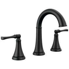 a black faucet with two handles