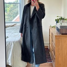 This Is The Most Perfect Coat Ever! I’ve Loved But Never Wear It In California. Fits Like A Small Or Medium. There Is No Size Tag California Fits, Grey Wool Coat, Gray Wool Coat, Perfect Coat, Wool Trench Coat, Free People Jacket, Wool Coat, Charcoal Grey, Size Tag