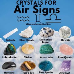 Chakra Stones Chart, Crystal Jewelry Ideas, Chakra Stones Healing Crystals, Witch Craft, Energy Healing Spirituality, Air Signs