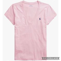 Brand New! Crafted From Stretch-Infused Cotton, This Classic T-Shirt Is Decorated With Lauren Ralph Lauren's Signature Embroidered Pony. Embroidered At The Left Chest V-Neckline Short Sleeves Size & Fit: Relaxed Fit (Intended To Hit At The Hip) Size - Medium Materials & Care: Cotton Machine Washable Ralph Lauren V Neck, Pink Ralph Lauren, Clothes Wishlist, Polo Women, Ralph Lauren Tops, Ralph Lauren Polo, Neck Shirt, V Neck Tee, V Neck Tops