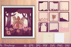 an image of a fairy in the woods with flowers and trees cut out of paper