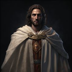 a man in a white cape with a cross on his chest and gold trimmings