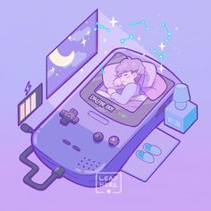 an illustration of a person sleeping in a gameboy