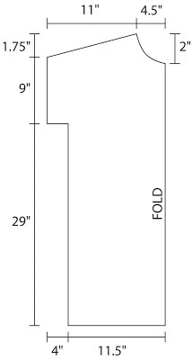 a drawing of the front and back of a dress form, with measurements for each piece