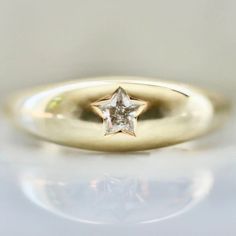 Selene White Star Cut Diamond Ring - Gem Breakfast Gem Breakfast, Wide Band Engagement Ring, Single Diamond Ring, Fancy Diamond Ring, Traditional Engagement Rings, Signet Rings, Jewelry Lookbook, White Star, Star Ring